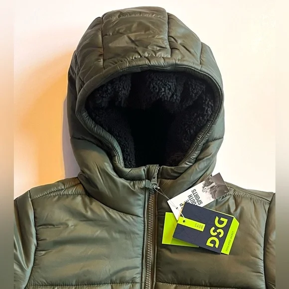 DSG Boys Dark Green Insulated Water Resistant Puffer Jacket Medium 10-12 NWT - Picture 3 of 16